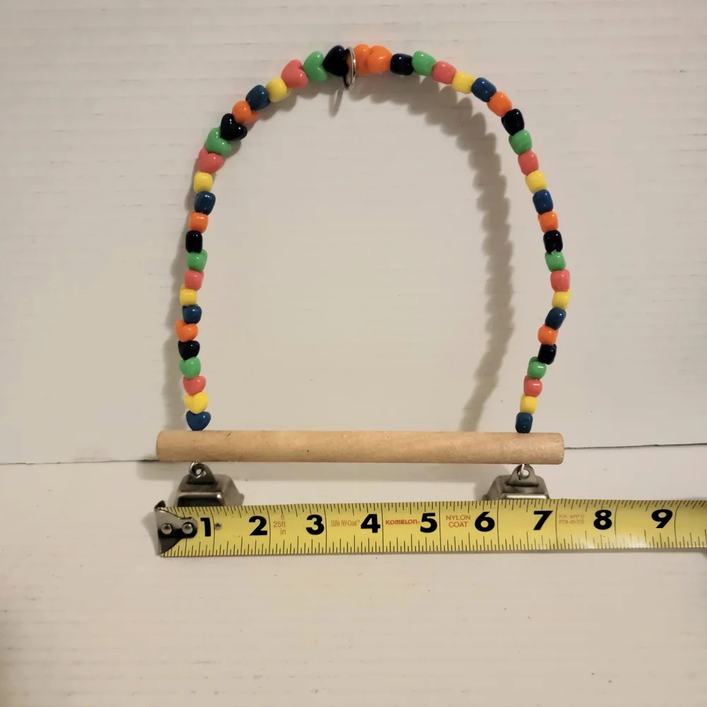 Vibrant Beaded Bird Perch with Bells